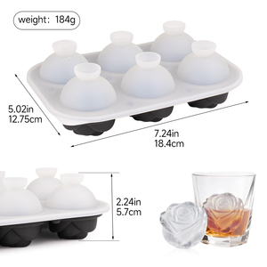 Moule à glaçons en silicone en forme de rose à 6 cavités avec couvercle entonnoir, fabricant de sphères de <span class=keywords><strong>glace</strong></span> 3D en forme de fleur, vente en gros directe d'usine - Product Image 2