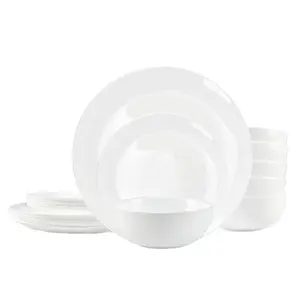 wholesale custom glass dinnerware set opal glassware charger plates and bowls set