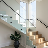 Aleader Prix bas Garde-corps de balcon, Garde-corps d'escalier en verre minimaliste, Balustrades et mains courantes sans cadre, Garde-corps extérieur, Support de fixation