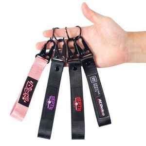 Custom Nylon Logo Eagle <b>Hook</b> Wrist Lanyard Keychain Phone Strap With Detachable Patch - Product Image 1