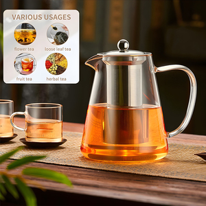 <span class=keywords><strong>Pichet</strong></span> infuseur à thé aux fruits en verre borosilicate transparent à base évasée, avec couvercle en acier inoxydable, entonnoir infuseur, sans BPA, compatible cuisinière, résistant à la chaleur - Product Image 5