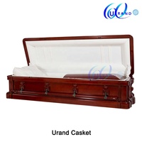 Cercueil funéraire en bois de luxe en acajou massif, artisanat extraordinaire, style américain, avec dessus sculpté