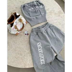 Vêtements Sexy pour Femmes Survêtements Personnalisés pour Dames Vente en Gros 2 Pièces Tube Top et <span class=keywords><strong>Pantalon</strong></span> à Jambes Larges Ensemble - Product Image 1