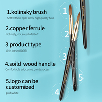 Pinceau à ongles en acrylique Kolinsky avec logo personnalisé, pinceau à cheveux pour ongles, stylo spécial pour extension d'armure en cristal, vente en gros d'usine