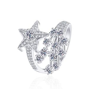 Bague Météore Entièrement Sertie de Diamants, Design Féminin, Motif Galactique Interstellaire, Design Classique Éblouissant et Doux, Bague Cadeau, Bijoux - Product Image 1