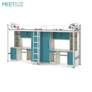 Lit mezzanine convertible en bois et métal pour enfants avec bureau et rangement, idéal pour la maison, l'appartement, l'école, le dortoir, l'hôtel, la chambre à coucher - Product Image 6