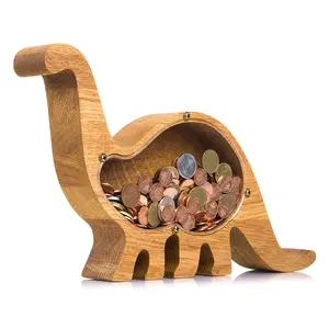 子供恐竜コイン節約貯金箱カスタム誕生日プレゼント工芸品貯金箱形の子供のための木製の手紙アルファベット動物
