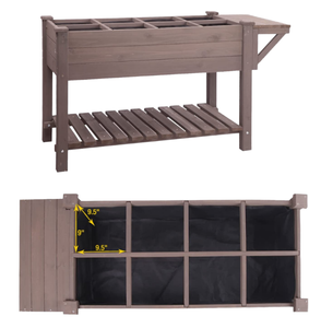 Grand bac à plantes surélevé en bois de pin rustique avec trous de drainage - Écologique pour fleurs, herbes et légumes - Product Image 1