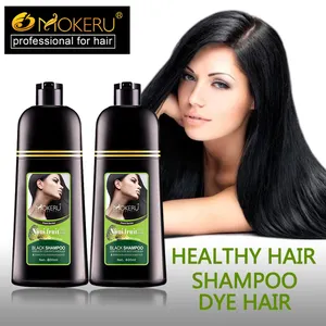 OEM Custom ize Mokeru Natural Permanente schwarze Haarfarbe Shampoo Haar färbemittel Noni Plant Black Dye Shampoo zum Abdecken von weißem Haar