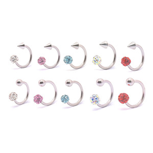 1 Pieza de Anillo de <span class=keywords><strong>Labio</strong></span> de Acero Inoxidable para Mujer, Anillo de Nariz con Bola de Cristal Colorida, Joyería para Piercing Corporal - Product Image 1