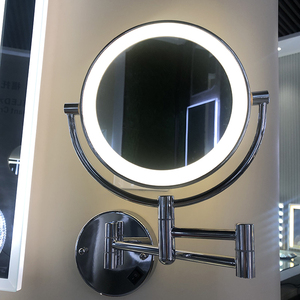 Espelho de Banheiro Redondo com Iluminação LED, Dobrável, de Parede, com Dupla Face e Aumento para Hotel - Product Image 6