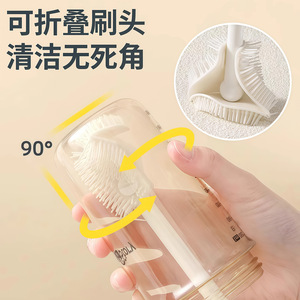 แปรงล้างแก้วด้ามยาว ซิลิโคนสีขาวมุก สำหรับทำความสะอาดขวด พร้อมหัวยืดหยุ่นและวัสดุ PP - Product Image 3