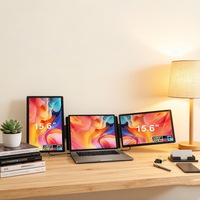 Meilleures ventes - Moniteur portable détachable de 15,6 pouces, double écran IPS 16:9, Full HD 60 Hz, type C, série voyage et affaires
