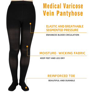 Collants de compression graduée médicaux noirs et beiges pour la circulation sanguine. - Product Image 2