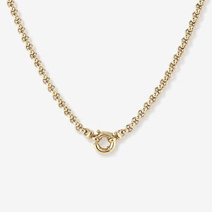 LUCKYJIU カスタムジュエリー 防水・変色防止・低アレルギー性 18金メッキステンレススチール製中空ベルチャーチェーンネックレス - Product Image 1