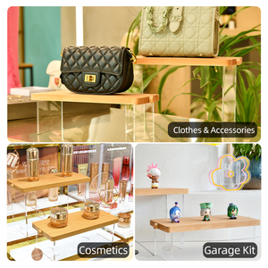 Tai Le Thạc sĩ văn phòng Acrylic lưu trữ Rack với gỗ Máy tính để bàn thang hiển thị Giày hiển thị live streaming sản phẩm trình bày - Product Image 6