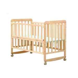 다기능 4-in-1 컨버터블 유아용 침대 나무 이동식 아기 침대가있는 새로운 유형 풀 사이즈 아기 단단한 나무 소나무 침대