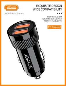 JOKADE JH060 <span class=keywords><strong>RUFU</strong></span> série double sortie USB chargeur de voiture contrôle efficace de la température charge rapide sortie stable anti-dérapant - Product Image 2