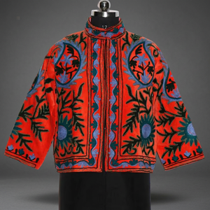 Vêtement d'hiver, broderie Suzani, velours bohème, veste de créateur de haute qualité, nouvelle collection, design floral fait main, unisexe, décontracté - Product Image 3