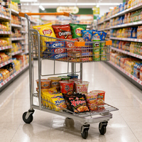 Caddie de supermarché avec siège enfant, chariot de courses en métal avec étagère inférieure pour magasin de détail