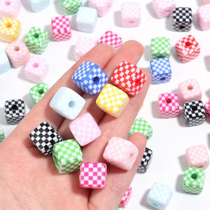 Wholesale 13mm <b>Acrylic</b> Mesh square Bead Checker with Holes square Bead Loose Bead for Bracelet Necklace Diy <b>Jewelry</b> Making - Product Image 4