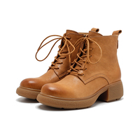 Bottes mi-mollet pour femmes en daim avec doublure en cuir véritable, légères, confortables, respirantes, imperméables, à fermeture éclair latérale et à lacets
