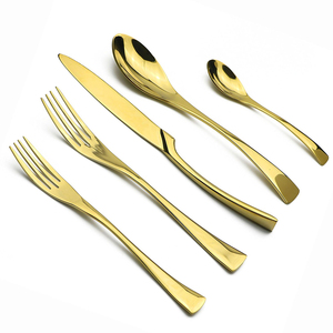 <span class=keywords><strong>amazon</strong></span> el logotipo del OEM de acero inoxidable chapado en oro cena cubiertos cuchillo tenedor cuchara conjunto cubiertos - Product Image 4