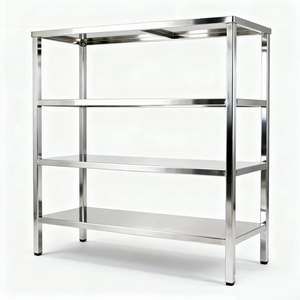 Étagère de cuisine commerciale multifonctionnelle en acier inoxydable, pieds réglables en hauteur, capacité robuste, finition brossée, usage commercial - Product Image 6