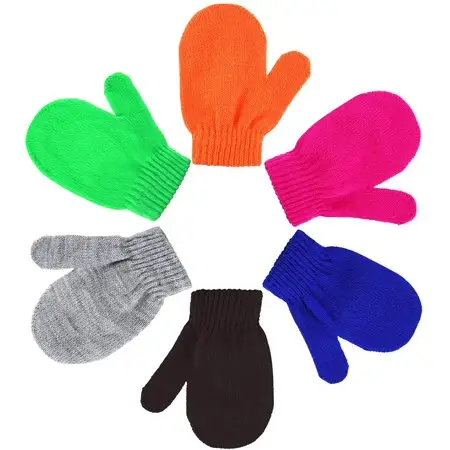 Spring Winter Microfiber Gloves Cashmere Knit Mitten Kids Baby Warm finger wrap Outdoor Children Knitted Gloves