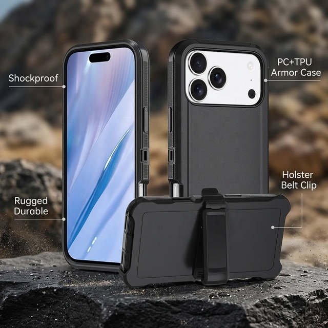 Defender Holster Heavy Duty Rugged Shockproof  Luxury Outdoor Smartphone Cover for Iphone 17 Pro Max 16 14 15 Mobile Phone Case