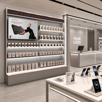 Vitrine de présentation de téléphones portables Ceres Custom haut de gamme, jaune, écologique, robuste, avec étagères modulaires pour la conception de magasins de détail