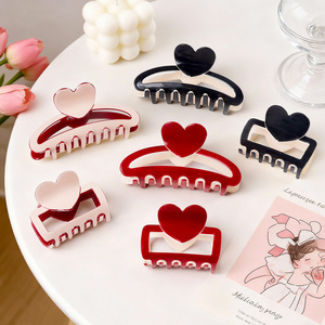 ของขวัญวันวาเลนไทน์ กิ๊บติดผมรูปหัวใจสีตัดกัน ดีไซน์น่ารัก แฮนด์เมด ขนาด 9.8 ซม. สำหรับผู้หญิง - Product Image 1