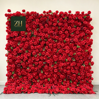 Großhandel Realistische Handgefertigte Künstliche Blumenwand Seiden-Rote-Rosen-Paneel für Kommerzielle Anlässe, Abschlussfeiern & Weihnachtsfeste