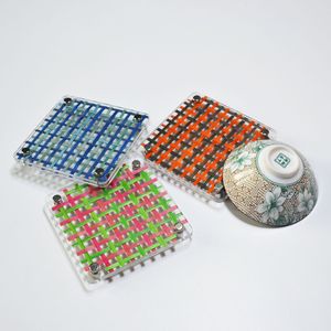 Bamboo Woven Acrylic Coaster Square 9.7x9.7 Cm For Tea Mats And Gifts - Product Image 3