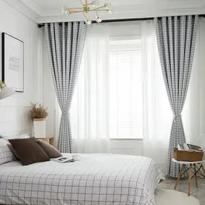 hot sale white square printing curtain modern simple style curtains