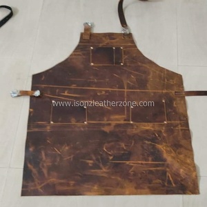 High Quality Brown <b>Leather</b> Kitchen Pull-Up Bib Eco-Friendly Adjustable Sleeveless <b>Apron</b> - Product Image 1
