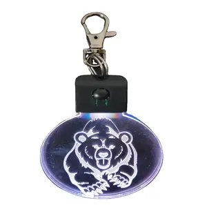 Laser Engraved Cute Animal Bear design LED Acrylic LED keychain flashlight with cheapest prices