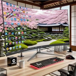 TCOIOR MVA панель 27 дюймов игровой монитор 2K 180 Гц изогнутый дисплей с HDR USB DP High PPI Уход за глазами экран - Product Image 1