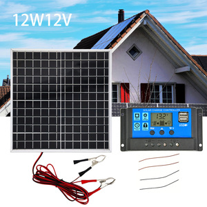 <b>Solar</b> Panel Kit 12W 12V Monocrystalline With <b>Charge</b> <b>Controller</b> For RV Boat Camping - Product Image 1