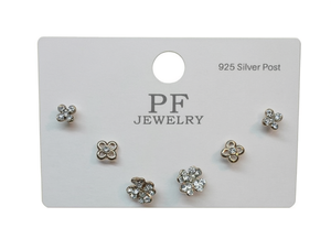 Pf Jewelry <b>Silver</b> Flower <b>Stud</b> <b>Earrings</b> 925 <b>Sterling</b> <b>Silver</b> Crystal Rhinestone Everyday Wear Women's Fine Jewelry - Product Image 1