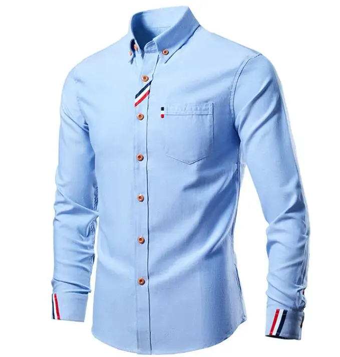 Nouveaux hommes coton chemise à carreaux Oxford Textile décontracté affaires chemise mode ruban épissage grande taille chemises