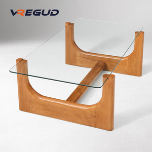 Harper phòng khách hiện đại bàn cà phê với kính hàng đầu khung gỗ rắn và cơ sở - Product Image 4