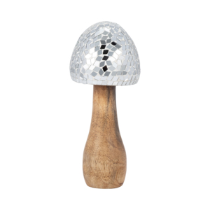 Statuetta a forma di fungo con base in legno di mango, scultura decorativa per l'arredamento di casa, ufficio e stanza, ornamento elegante - Product Image 1