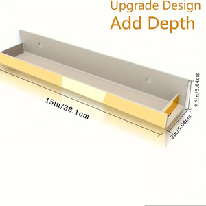4 Pack 15 Inch Modern <strong>Gold</strong> Floating <strong>Shelves</strong> Acrylic <strong>Wall</strong> <strong>Shelves</strong> for Sunglasses Essential Oil Picture Ledge Display Toy Storage - Product Image 2