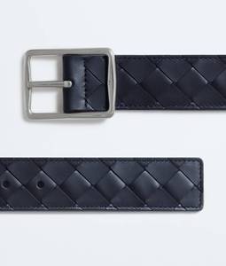 Cinturón Reversible de Cuero Genuino para Hombre Bottega, Cinturón de Lujo con Hebilla Tejida Intreccio, Estilo de Diseñador, Casual de Negocios, Formal, BV Veneta - Product Image 3