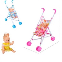 Poussette pour poupée bébé nouveau-né en plastique de 12 pouces, ensemble de jouets de jeu de rôle, poussette pour poupée pour filles