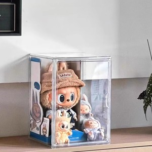 Коробка для хранения персонажей Labubu с тканевым дисплеем и пылезащитным покрытием, виниловая подставка для кукол и плюшевых игрушек для коллекционирования