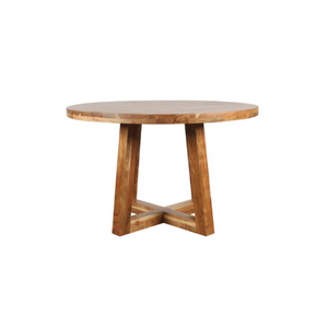 Mesa de restaurante redonda de madera maciza de Acacia natural y metal mesa redonda de madera de hierro para el hogar y muebles de mesa de comedor - Product Image 2