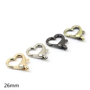 Metal Coração Forma Chaveiro Moda Mini Snap Hook Colares Conectores Para Couro Craft Bag Key Ring DIY Jóias Descobertas 26mm