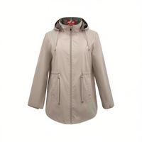 Veste coupe-vent réversible HDJ FD-02 pour femme, grande taille, longue, à capuche, avec fermeture éclair, style utilitaire, automne